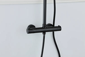 Saniclear Nero mat zwart opbouw regendouche 30cm met thermostaatkraan en staafhanddouche (Copy)
