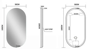 Saniclear Parma Black ovale spiegel met LED-verlichting en spiegelverwarming 100x50cm mat zwart