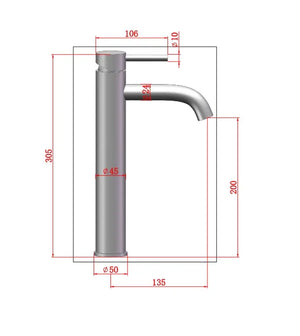 Saniclear Plus hoge wastafelkraan RVS