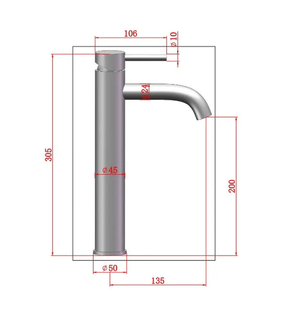 Saniclear Plus hoge wastafelkraan RVS