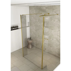 Saniclear Redro vrijstaande douchewand 90cm met zijwanden van 30cm geborsteld messing - mat goud