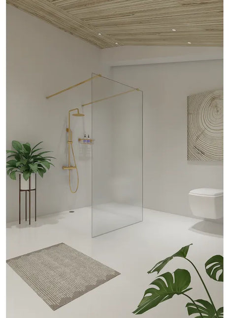 Saniclear Redro vrijstaande douchewand 90x200cm geborsteld messing - mat goud