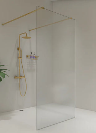 Saniclear Redro vrijstaande douchewand 90x200cm geborsteld messing - mat goud