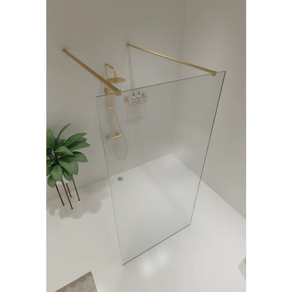 Saniclear Redro vrijstaande douchewand 90x200cm geborsteld messing - mat goud