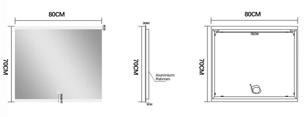 Saniclear Riga LED spiegel 80x70cm met spiegelverwarming