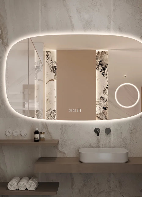 Saniclear Shave Deens ovale spiegel 120x70cm met verlichting, verwarming en vergrootglas