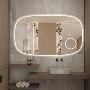 Saniclear Shave Deens ovale spiegel 120x70cm met verlichting, verwarming en vergrootglas
