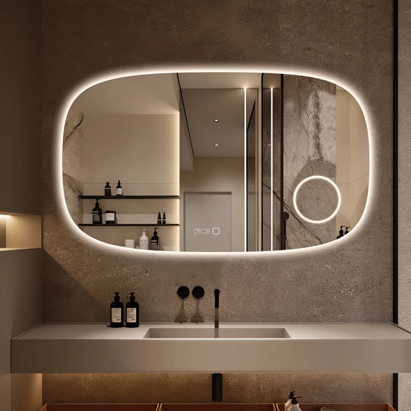 Saniclear Shave Deens ovale spiegel 120x70cm met verlichting, verwarming en vergrootglas