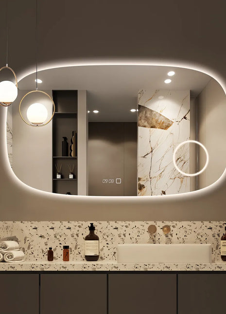 Saniclear Shave Deens ovale spiegel 120x70cm met verlichting, verwarming en vergrootglas