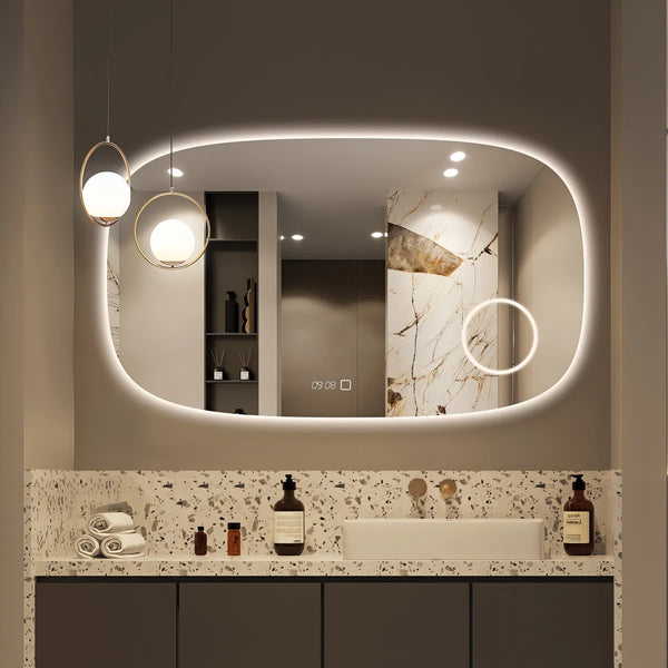 Saniclear Shave Deens ovale spiegel 120x70cm met verlichting, verwarming en vergrootglas