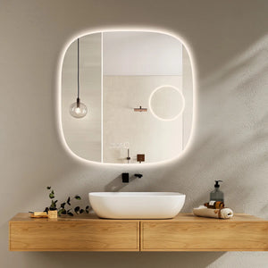 Saniclear Shave Deens ovale spiegel 60x60cm met verlichting, verwarming en vergrootglas