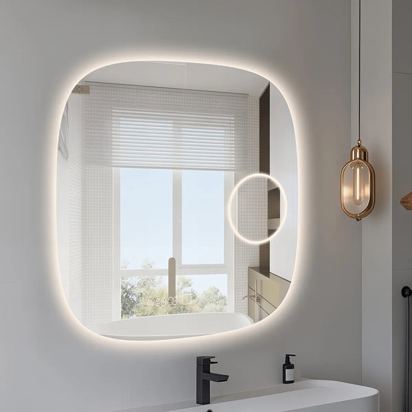 Saniclear Shave Deens ovale spiegel 60x60cm met verlichting, verwarming en vergrootglas