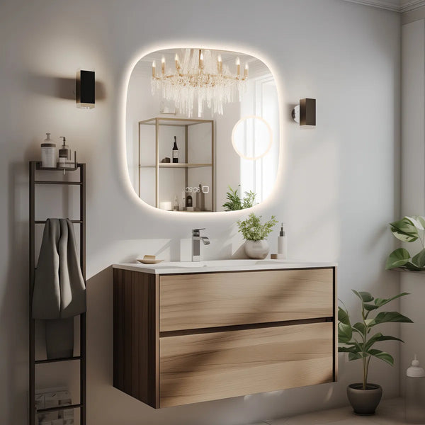 Saniclear Shave Deens ovale spiegel 60x60cm met verlichting, verwarming en vergrootglas