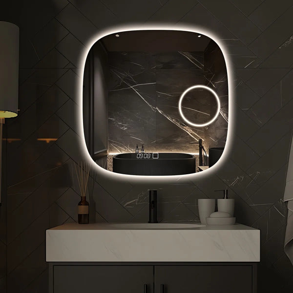 Saniclear Shave Deens ovale spiegel 60x60cm met verlichting, verwarming en vergrootglas