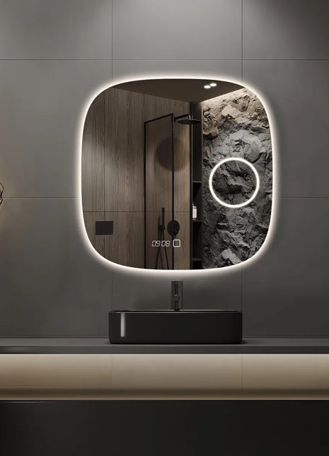 Saniclear Shave Deens ovale spiegel 60x60cm met verlichting, verwarming en vergrootglas