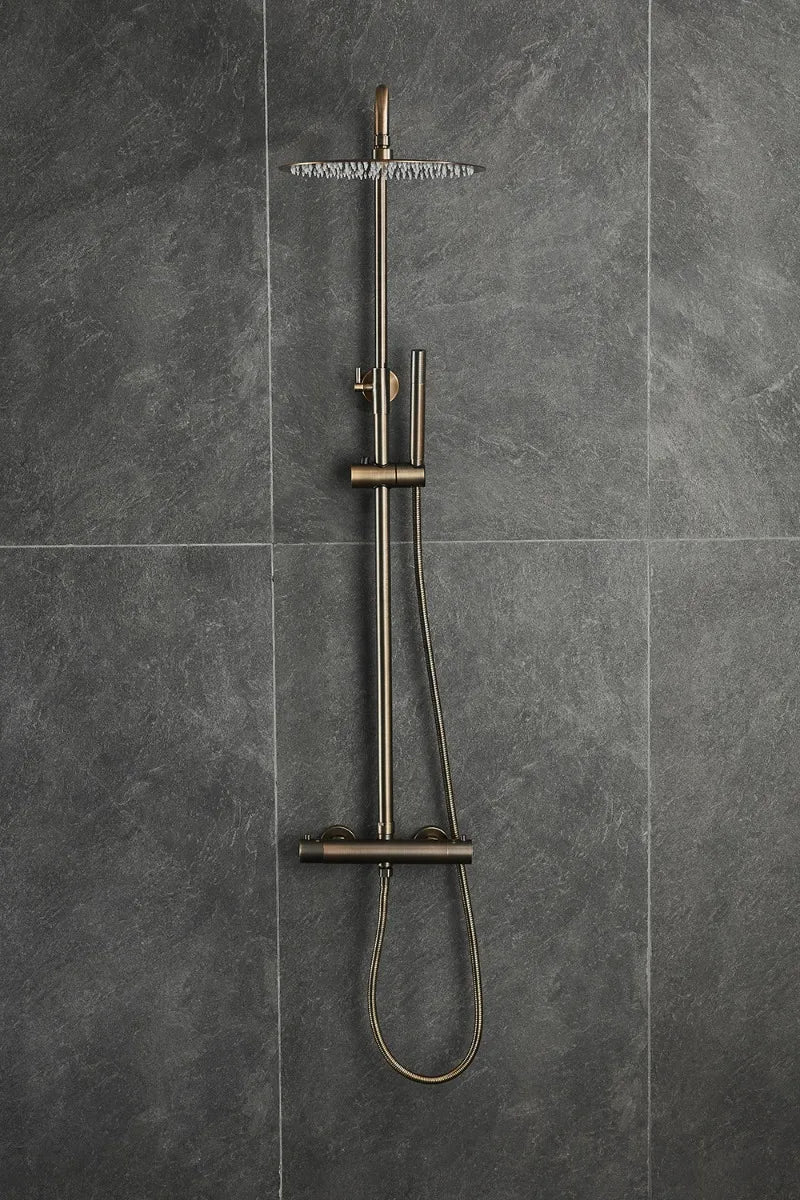 Saniclear Antique opbouw regendouche met 30cm hoofddouche en staafhanddouche verouderd messing