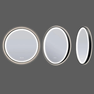 Saniclear Circle Black 2.0 ronde spiegel met verwarming, direct en indirect licht mat zwart 60cm
