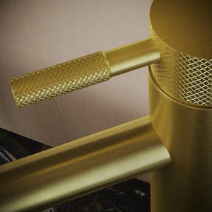 Saniclear Highriser Curved wastafelkraan geborsteld messing - mat goud