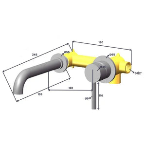 Saniclear Talpa Curved inbouw wastafelkraan chroom