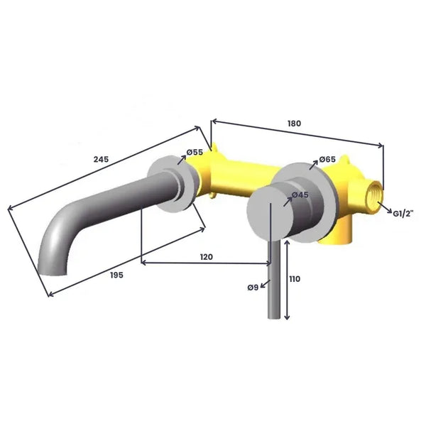 Saniclear Talpa Curved inbouw wastafelkraan chroom