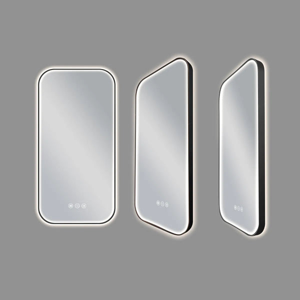 Saniclear Denver Black 2.0 spiegel met verwarming, direct en indirect licht mat zwart 50x100cm