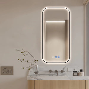 Saniclear Denver Black 2.0 spiegel met verwarming, direct en indirect licht mat zwart 50x100cm