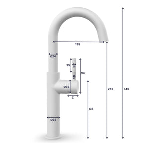 Saniclear Highriser Curved wastafelkraan geborsteld messing - mat goud